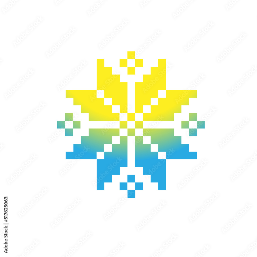 Obraz premium Graphic ornament with blue and yellow colors. Ukrainian symbol, ethnic elements, flag. Concept of Ukrainian fight for freedom. 