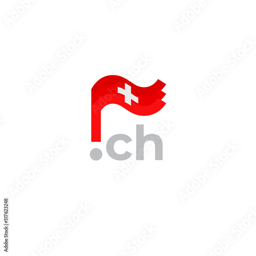 Switzerland flag icon. Original simple design of the swiss flag, map marker. Design element, template national poster with ch domain. State patriotic banner of switzerland. Vector