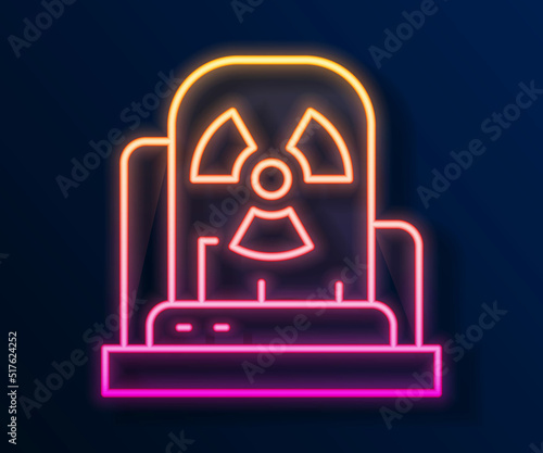 Glowing neon line Radioactive warning lamp icon isolated on black background. Vector