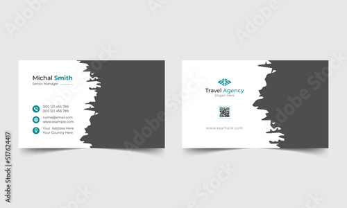Modern business card template. Flat design vector abstract creative, travel agency business card