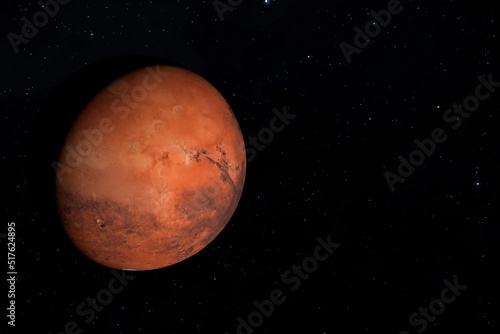 Mars is one of the planets in the solar system. 3d illustration