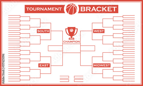 Basketball bracket tournament. Blank leaderboard. Playoff grid. Regular season and final game. Ball for basketball. Sport poster. Vector illustration