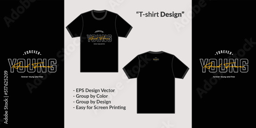 Typography forever young streetwear theme design for premium tshirt vector clothing merchandise