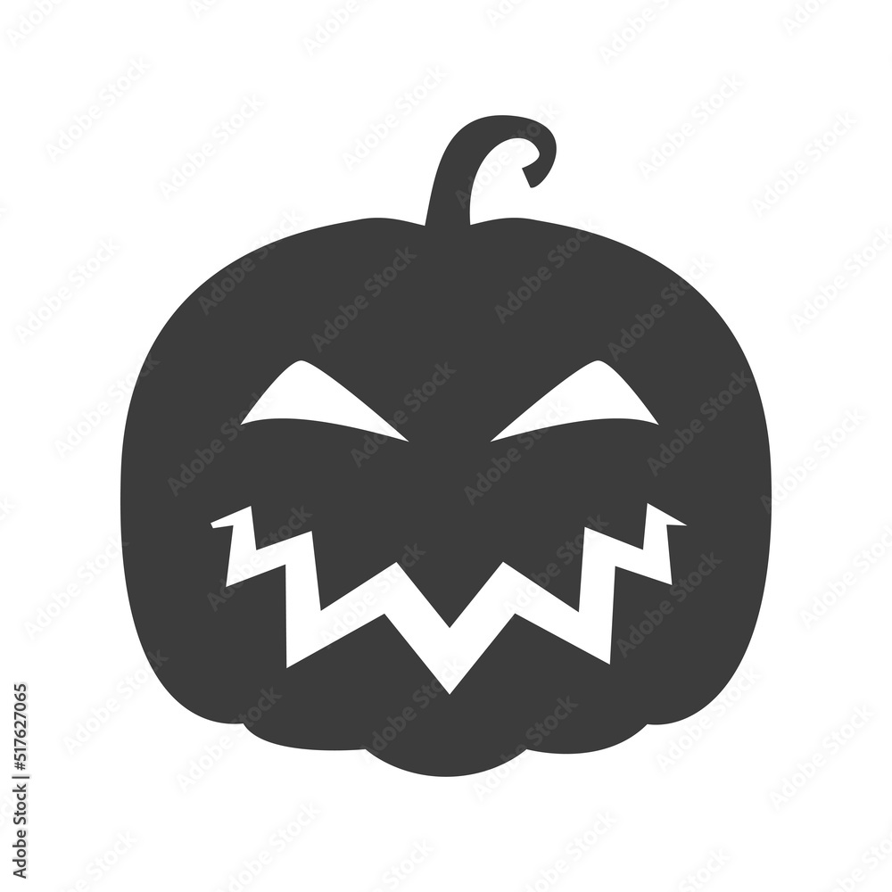 Naklejka premium Funny Halloween pumpkin silhouette isolated on a white background. Vector illustration