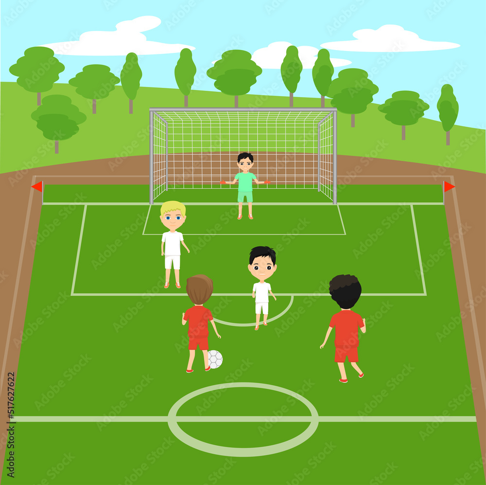 Fototapeta premium kids playing on the field