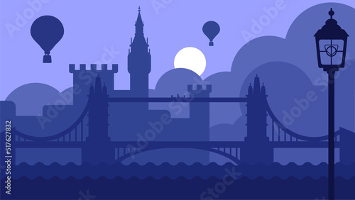 London landscape with castle and river vector
