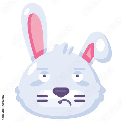 Rabbit sorrowful expression facial emoji vector