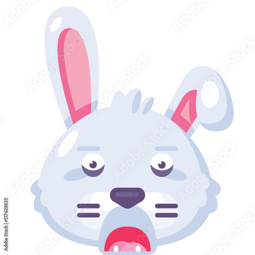 Rabbit afraid expression face funny emoji vector