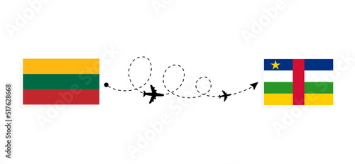 Flight and travel from Lithuania to Central African Republic by passenger airplane Travel concept