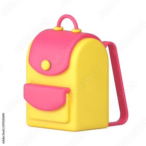 Stylish backpack school travel sport fashion accessory for comfy things carrying 3d icon vector