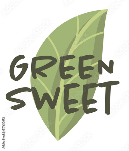 Stevia sweetener vector logo template. Green leaf of sugar