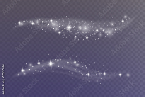 Winter blizzard with sparkles of snow on a transparent background, cold winter wind, cold. Christmas night, holiday illustration.