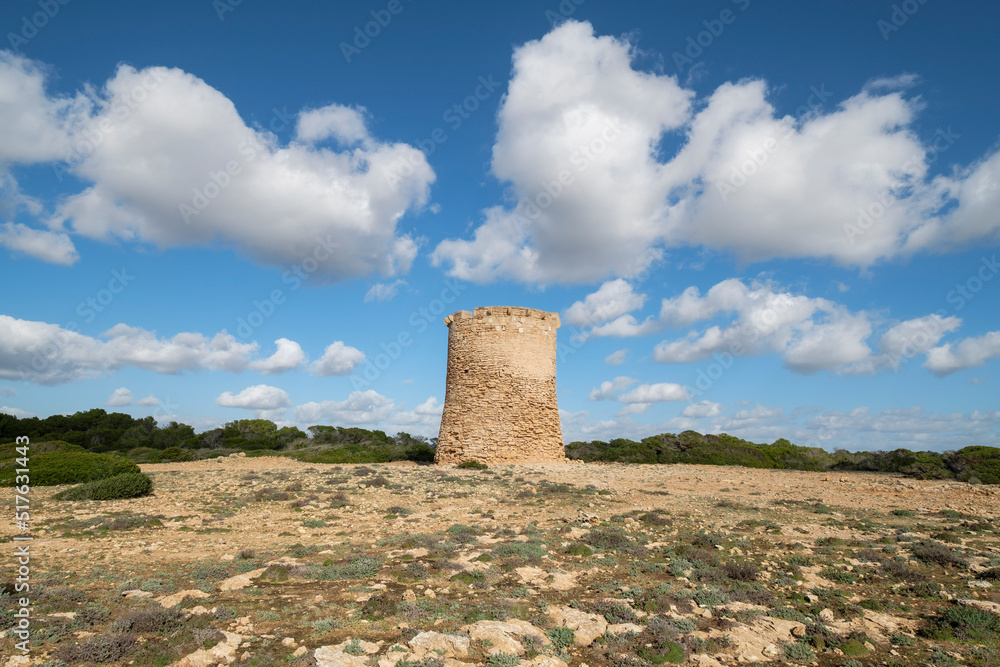 Watchtower of S Estalella, year 1577, S'Estalella,Llucmajor, Mallorca,, balearic islands, spain, europe