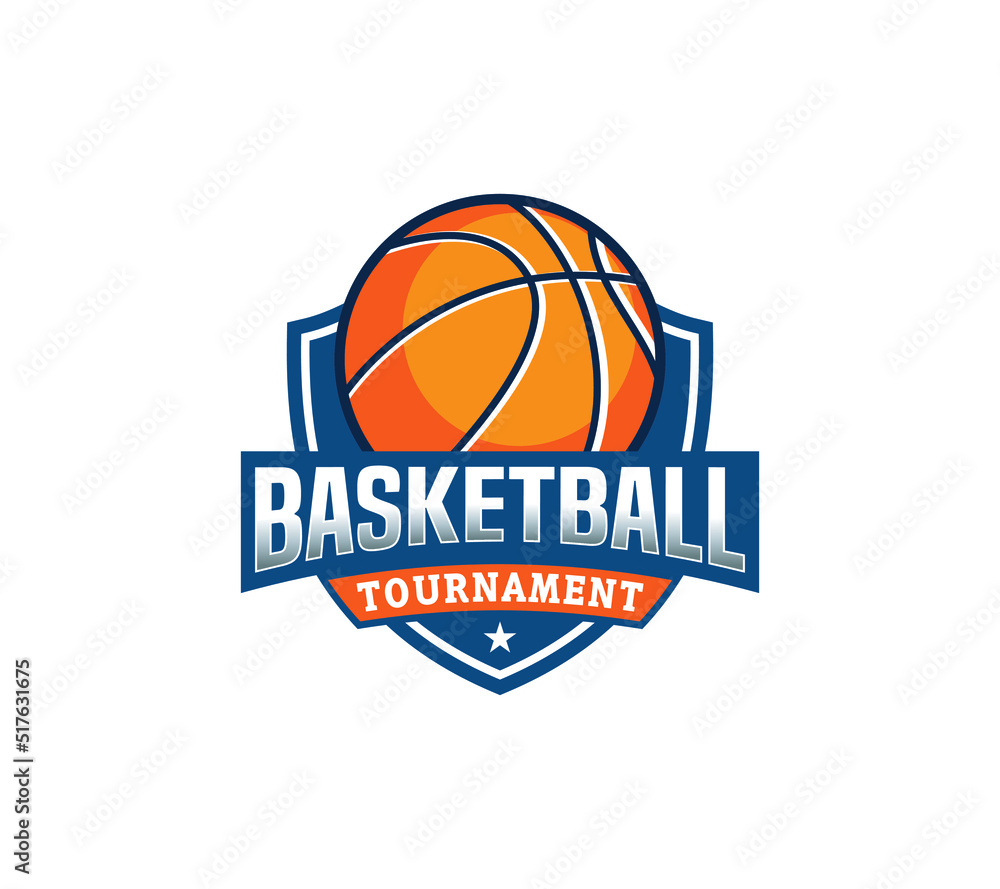 Basketball sports logo design on white background, Vector illustration.