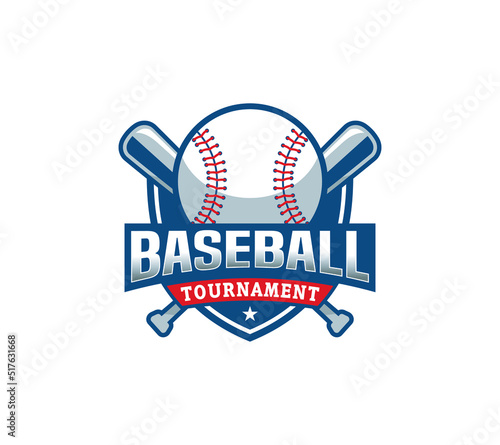 Baseball sports logo design on white background, Vector illustration.