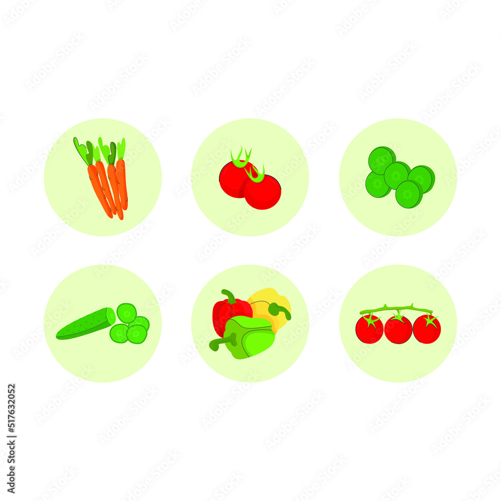 Print design vector illustration icons vegetables collection. Cute set with flat style icons. Print design vector illustration icons vegetables collection. Cute set with flat style icons.