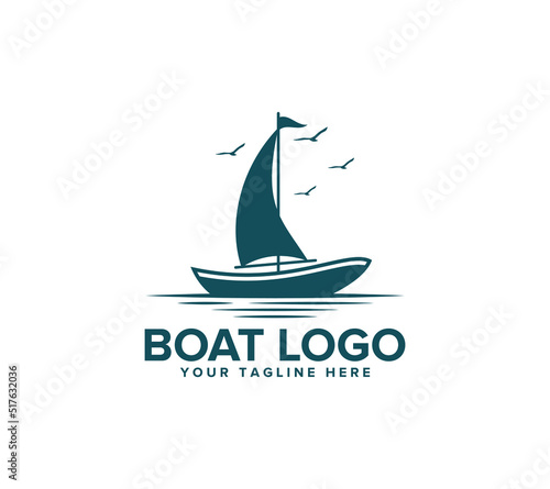 Sailboat logo design on white background, Vector illustration.