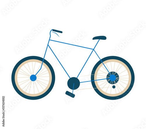 Bicycle in flat style on white background. Vector design.