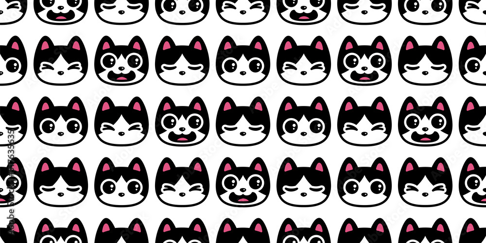 cat seamless pattern kitten calico vector neko breed character cartoon pet face head smile scarf isolated tile background repeat wallpaper animal doodle illustration design cat seamless pattern kitten calico vector neko breed character cartoon pet face head smile scarf isolated tile background repeat wallpaper animal doodle illustration design