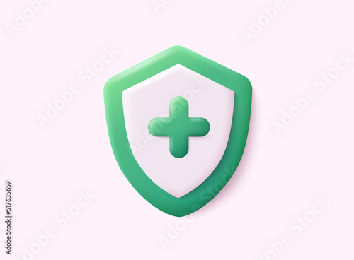 Shield icon. Health care concept. Health insurance concept. immune system shield. 3D Web Vector Illustrations.