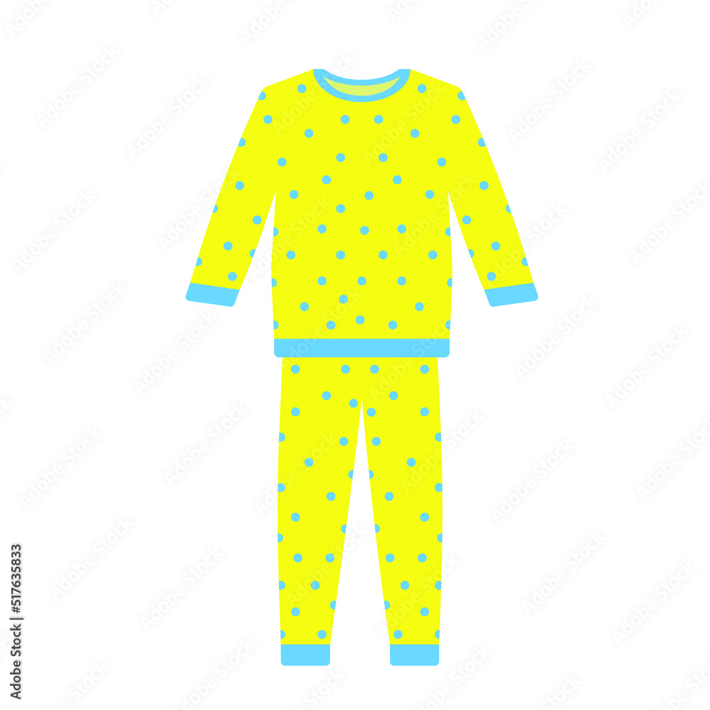 Nightwear, nightdress, nightshirt. A set of pajamas for sleep, parties, holidays. Textile night clothes for kids and parents sleepwear bedtime pajama colored pictures Vector illustration. youth male c