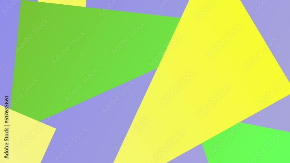 Moving triangles of yellow and green color on a purple background Moving triangles of yellow and green color on a purple background