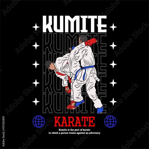 modern design karate pose with streetwear style vector