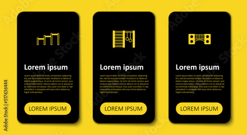 Set Playground kids bridge, Swedish wall and Sport horizontal bar. Business infographic template. Vector