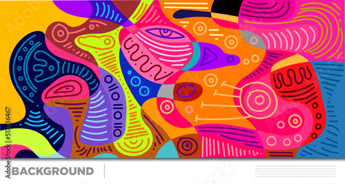 Abstract liquid shape. Fluid geometric design. Isolated gradient waves with geometric lines, dots, batik Indonesia pattern. Vector illustration.