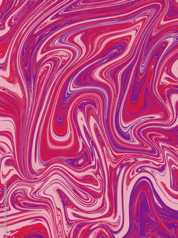 Colorful abstract background. Dynamic waves, swirl. Red, blue, pink and violet. 