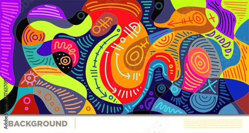 Abstract liquid shape. Fluid geometric design. Isolated gradient waves with geometric lines, dots, batik Indonesia pattern. Vector illustration.