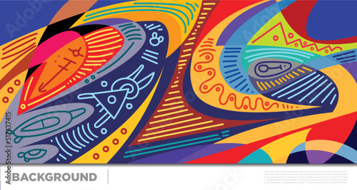 Abstract liquid shape. Fluid geometric design. Isolated gradient waves with geometric lines, dots, batik Indonesia pattern. Vector illustration.