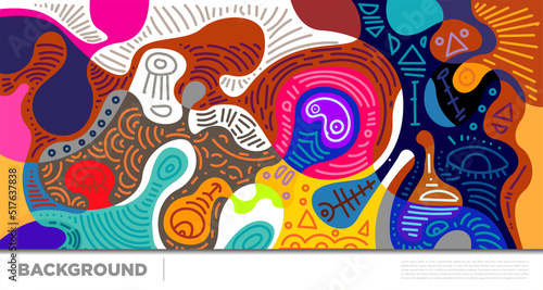 Abstract liquid shape. Fluid geometric design. Isolated gradient waves with geometric lines, dots, batik Indonesia pattern. Vector illustration.
