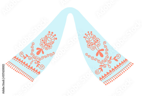 Ukrainian traditional rushnyk towel embroidered floral pattern, Ukraine symbol vector illustration