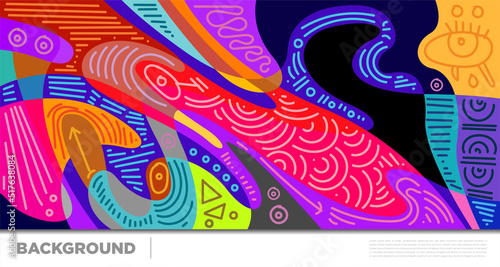 Abstract liquid shape. Fluid geometric design. Isolated gradient waves with geometric lines, dots, batik Indonesia pattern. Vector illustration.