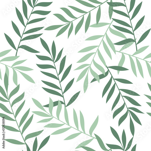 Summer leaves seamless pattern vector. Abstract branches floral illustration. Flat leaves backdrop. Wallpaper, background, fabric, textile, print, wrapping paper or package design.