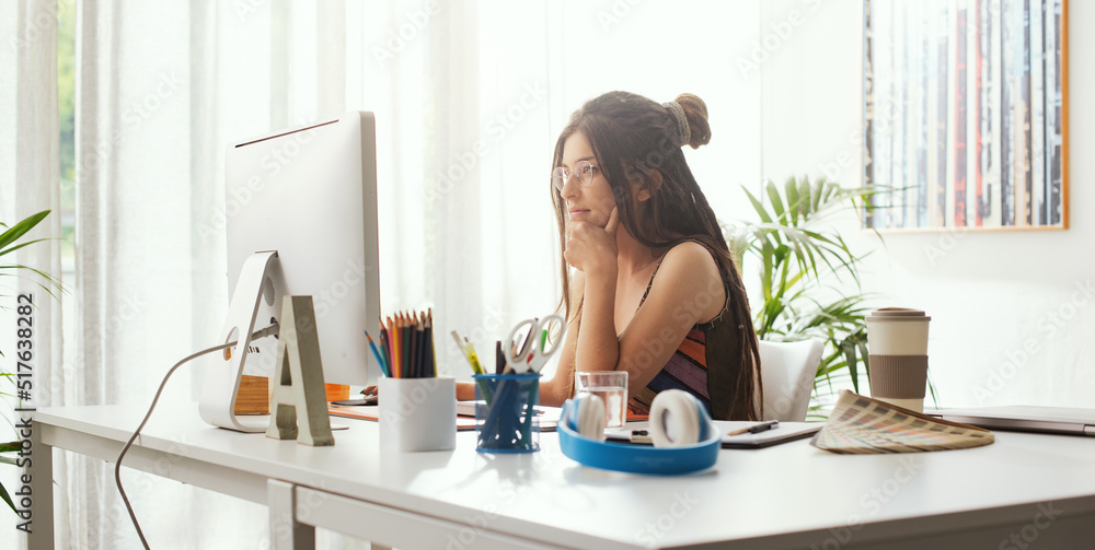 Woman working with her computer