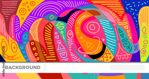 Abstract liquid shape. Fluid geometric design. Isolated gradient waves with geometric lines, dots, batik Indonesia pattern. Vector illustration.