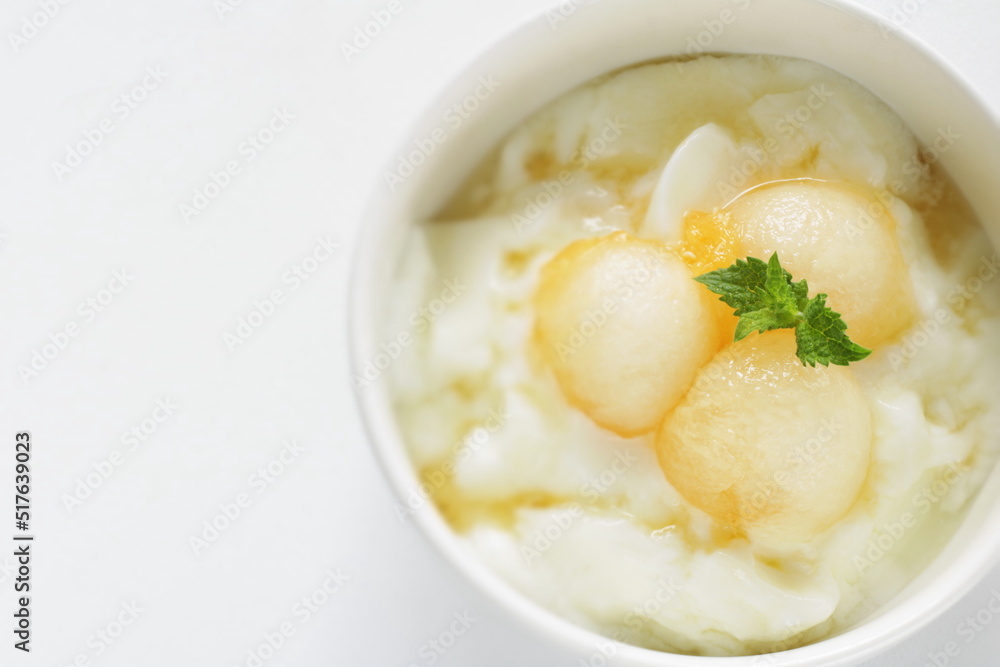 Japanese fruit, white melon ball for dessert image Japanese fruit, white melon ball for dessert image
