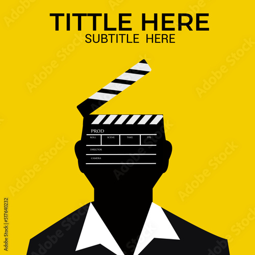 man with clapper board head suitable for movie festival poster