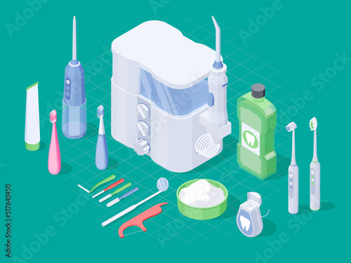 Dental Hygiene Isometric Background