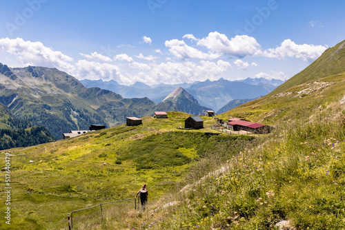 Fotografie View of a very large and majestic alpine landscape in the Lord of the Rings style