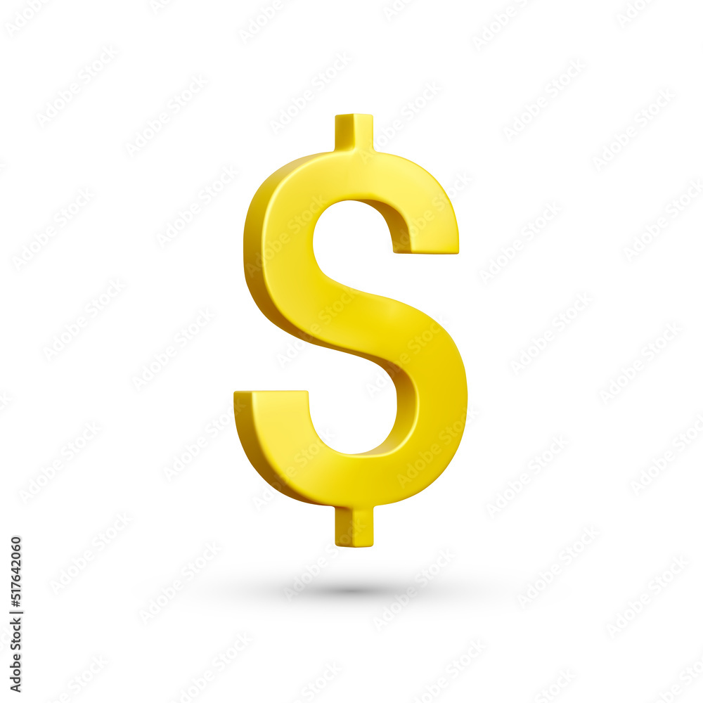 3D realistic gold dollar sign. US dollar currency symbol isolated on white background. Vector illustration 3D realistic gold dollar sign. US dollar currency symbol isolated on white background. Vector illustration