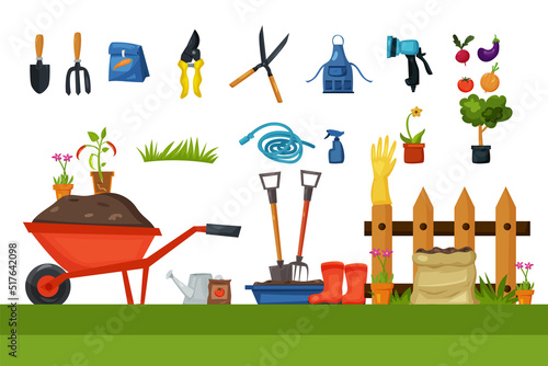  Garden tool vector gardening equipment