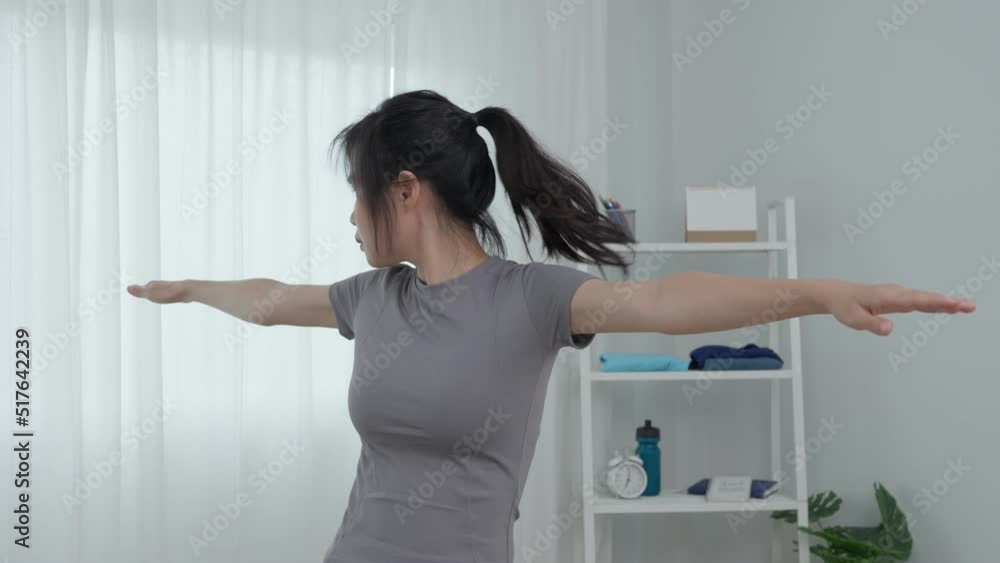 Beautiful Healthy Asian women are yoga at bed room. Women play yoga alone at home for recreation. concept yoga for relaxation... Beautiful Healthy Asian women are yoga at bed room. Women play yoga alone at home for recreation. concept yoga for relaxation...