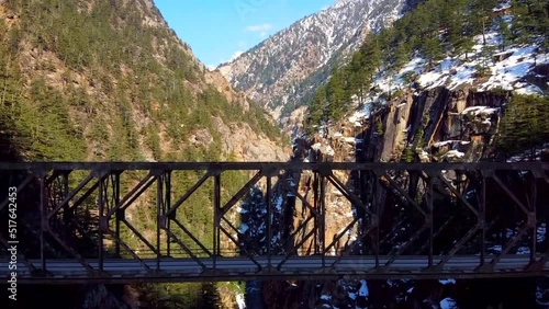Bridge and snow mountain gangotri road photo