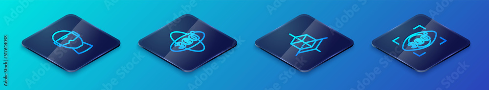 Set Isometric line 3d modeling, Virtual reality glasses, 360 degree view and icon. Vector Set Isometric line 3d modeling, Virtual reality glasses, 360 degree view and icon. Vector