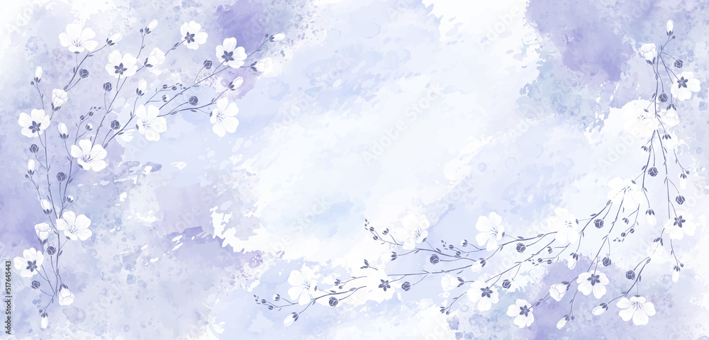 Pre-made design with flowers, lilac watercolor splash and place for text. Vector layout decorative greeting card or invitation design background, wallpaper design. Pre-made design with flowers, lilac watercolor splash and place for text. Vector layout decorative greeting card or invitation design background, wallpaper design.
