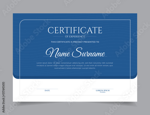 Modern Certificate Template Vector Design Layout for Print, Elegant Blank Certificate for  Diploma, Graduation, Achievement, Award, Attendance, Abstract Vector Illustration