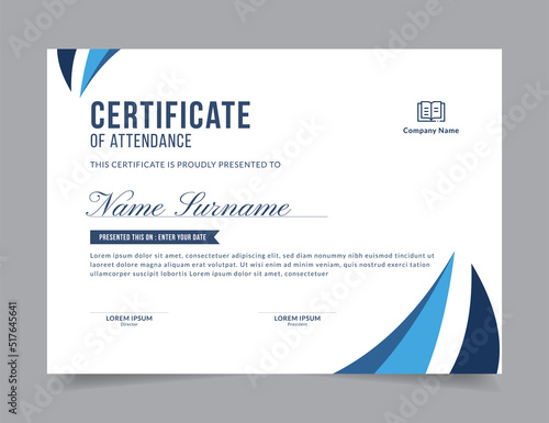 Modern Certificate Template Vector Design Layout for Print, Elegant Blank Certificate for  Diploma, Graduation, Achievement, Award, Attendance, Abstract Vector Illustration